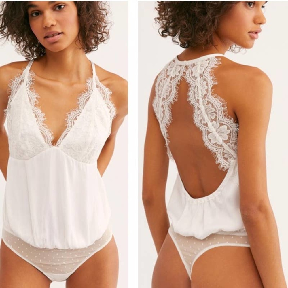 Free People Melrose Bodysuit Ivory Lace NWT Women's S
